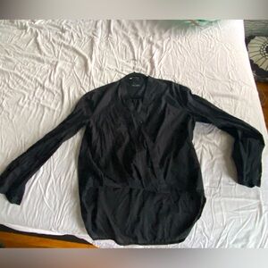 Rag & Bone Black Pleated Mandarin Collar Blouse